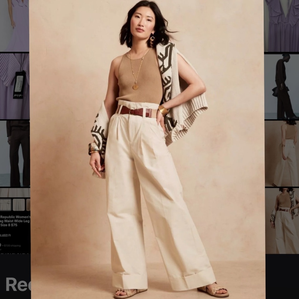 Banana Republic Wide Leg Pants in Cream